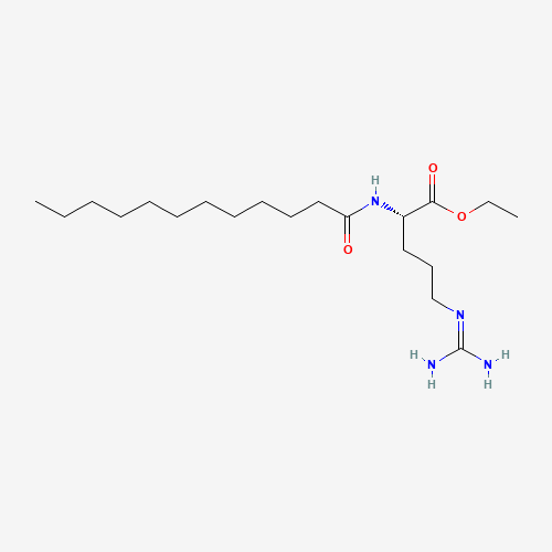Chemical structure of Lauric arginate ethyl ester, from PubChem compound 188214