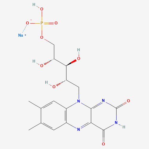 Chemical structure of Riboflavin-5′-phosphate (sodium), from PubChem compound 23666409