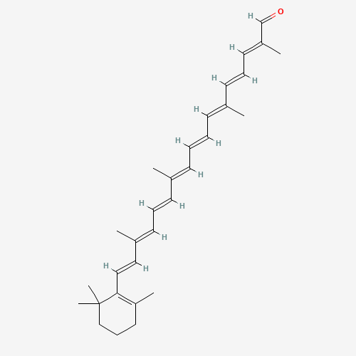 Chemical structure of Carotenal, beta-apo-8'-, from PubChem compound 5478003